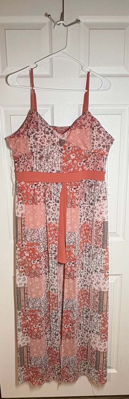 No Boundaries Patchwork Floral Print Walk-Through Maxi Romper Size XXL